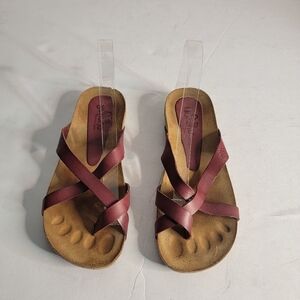 Yokono Sz 7.5 Sandals Minimalist Strappy Light Burgundy